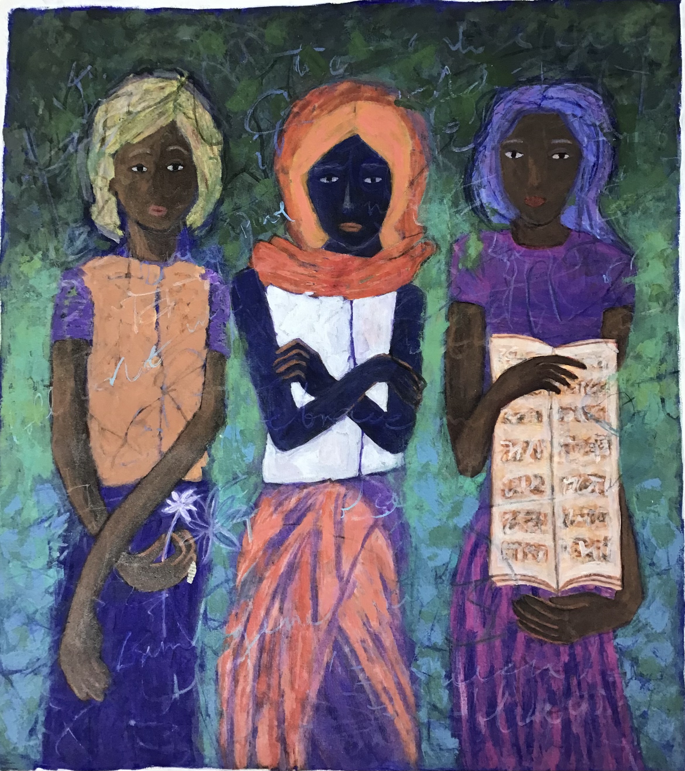 Three school girls